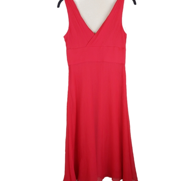Jcrew Sophia silk dress red coral sleeveless - Picture 4 of 10